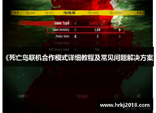 《死亡岛联机合作模式详细教程及常见问题解决方案》